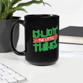 Sci-Fi Typography Adventure Black Glossy Mug - Beyond T-shirts